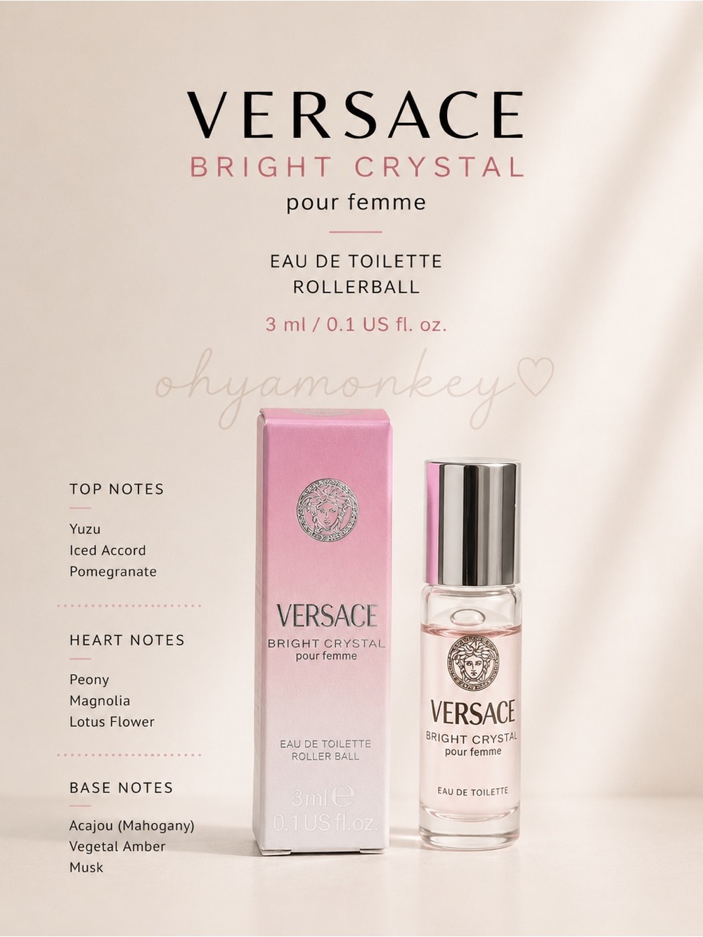 Versace Bright Crystal Rollerball 3ml